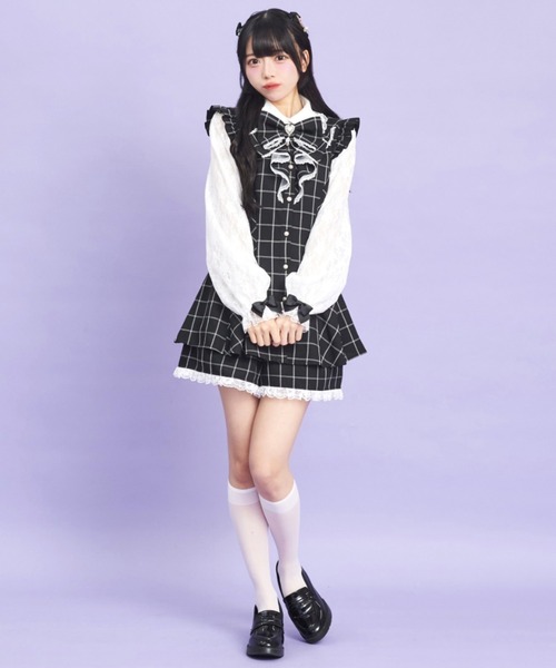 Secret Honey（シークレットハニー）の「レース袖ラッフルセットアップ（セットアップ・レディース・ピンク/ブラック/グレー/ブラックミックス・MEDIUM）」の7枚目の写真