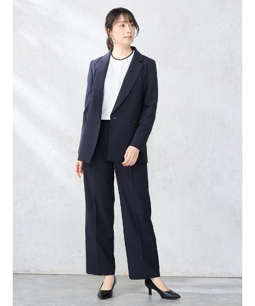 パーフェクトスーツファクトリー Perfect Suit FActory 配色バンドカラー ジョーゼットブラウス （L．グレー） パーフェクトスーツファクトリー Perfect Suit FActory 配色