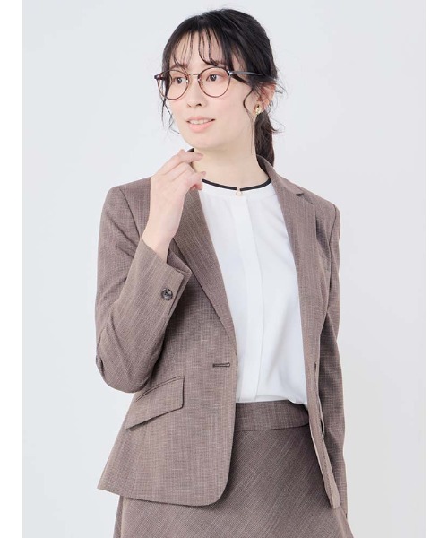 Perfect Suit FActory（パーフェクトスーツファクトリー）の「配色バンドカラー　ジョーゼットブラウス　オフホワイト/ブラック/グレー/ベージュ（シャツ/ブラウス・レディース・オフホワイト/ライトグレー/ブラック/ベージュ・S/M/L）」の15枚目の写真