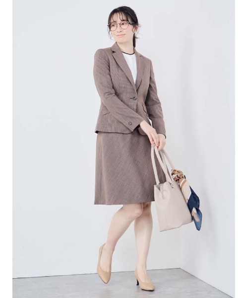 パーフェクトスーツファクトリー Perfect Suit FActory 配色バンドカラー ジョーゼットブラウス （L．グレー） セール】配色バンドカラー ジョーゼットブラウス オフホワイト
