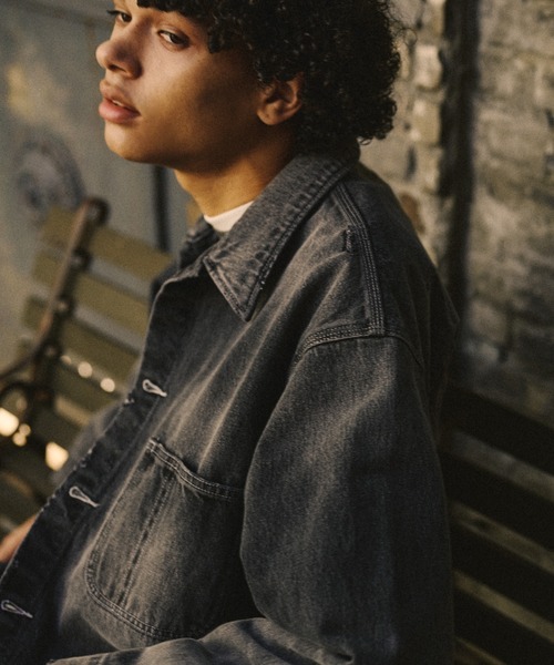 UNIVERSAL OVERALL(ユニバーサルオーバーオール)の「《AVIREX / UNIVERSAL OVERALL》DENIM COVERALL / デニムカバーオール / アヴィレックス / ユニバーサルオーバーオール(カバーオール・メンズ・ライトインディゴブルー/ブラック・XX-LARGE/X-LARGE/LARGE/MEDIUM)」の10枚目の写真