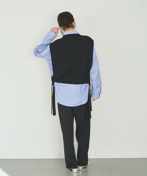 meilmada（メイルマダ）の「サイドリボンニットベスト（ベスト・レディース・ベージュ/ブラック/チャコールグレー・FREE）」の8枚目の写真