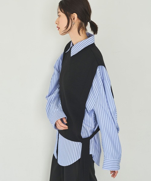 meilmada（メイルマダ）の「サイドリボンニットベスト（ベスト・レディース・ベージュ/ブラック/チャコールグレー・FREE）」の4枚目の写真