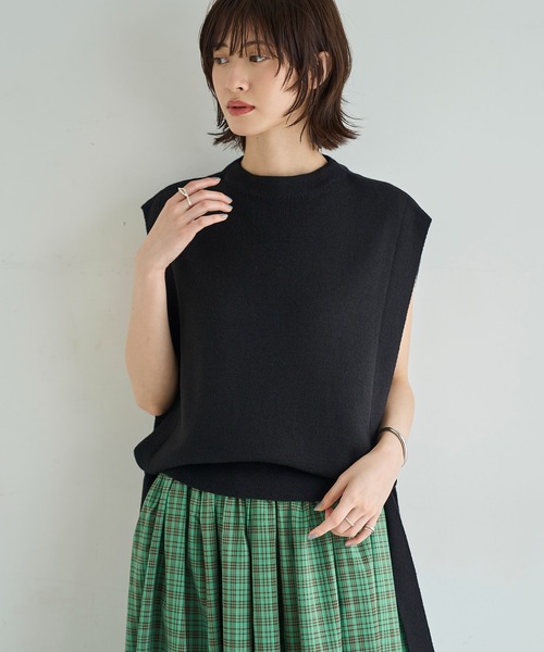meilmada（メイルマダ）の「サイドリボンニットベスト（ベスト・レディース・ベージュ/ブラック/チャコールグレー・FREE）」の10枚目の写真