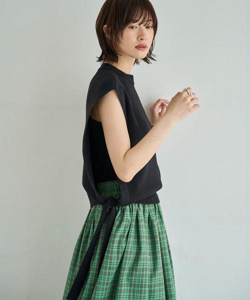 meilmada（メイルマダ）の「サイドリボンニットベスト（ベスト・レディース・ベージュ/ブラック/チャコールグレー・FREE）」の12枚目の写真