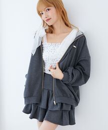 ミディ丈裏毛ジップパーカー