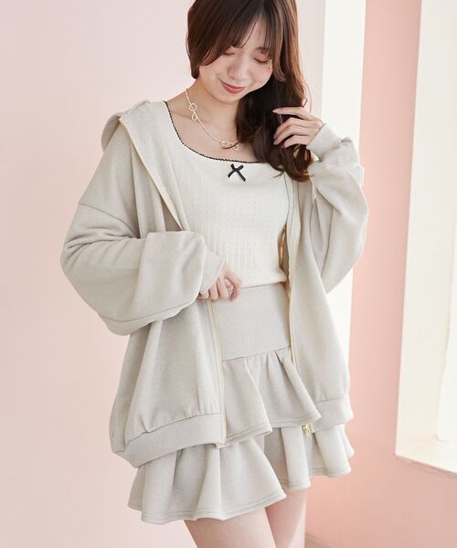 MAJESTIC LEGON（マジェスティックレゴン）の「ミディ丈裏毛ジップパーカー（パーカー・レディース・アイボリー/グレー/チャコールグレー・MEDIUM）」の8枚目の写真