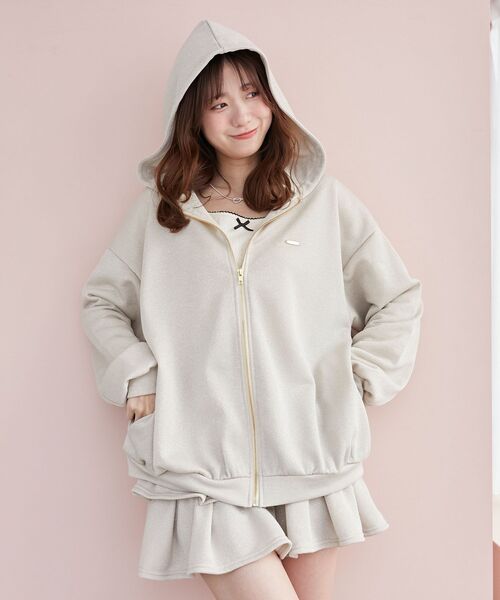 MAJESTIC LEGON（マジェスティックレゴン）の「ミディ丈裏毛ジップパーカー（パーカー・レディース・アイボリー/グレー/チャコールグレー・MEDIUM）」の13枚目の写真