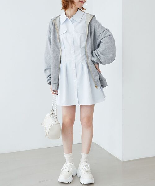 MAJESTIC LEGON（マジェスティックレゴン）の「ミディ丈裏毛ジップパーカー（パーカー・レディース・アイボリー/グレー/チャコールグレー・MEDIUM）」の14枚目の写真