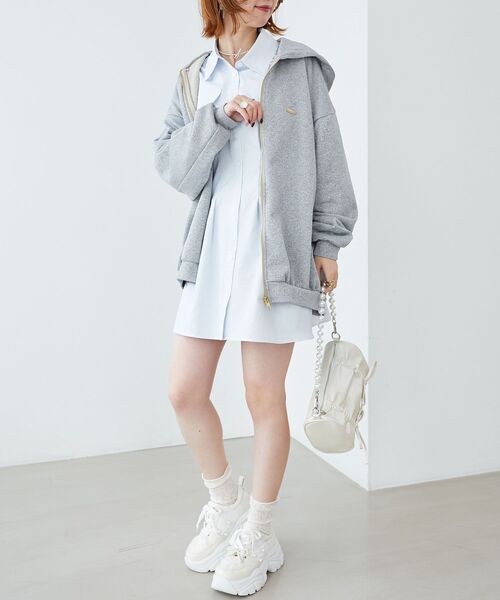 MAJESTIC LEGON（マジェスティックレゴン）の「ミディ丈裏毛ジップパーカー（パーカー・レディース・アイボリー/グレー/チャコールグレー・MEDIUM）」の15枚目の写真