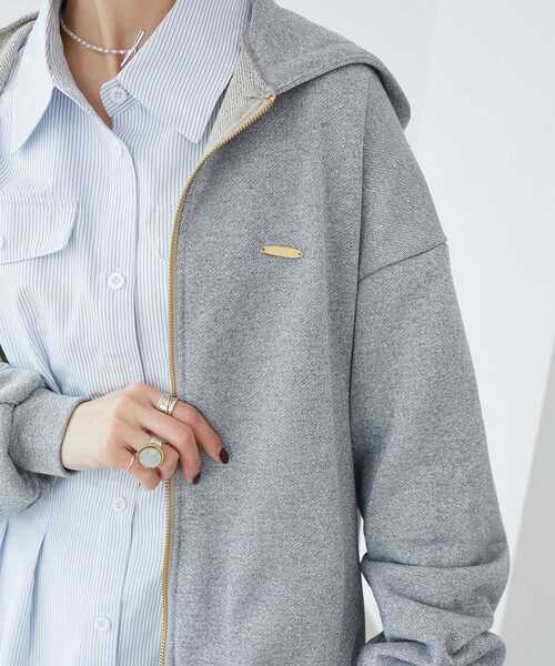 MAJESTIC LEGON（マジェスティックレゴン）の「ミディ丈裏毛ジップパーカー（パーカー・レディース・アイボリー/グレー/チャコールグレー・MEDIUM）」の20枚目の写真