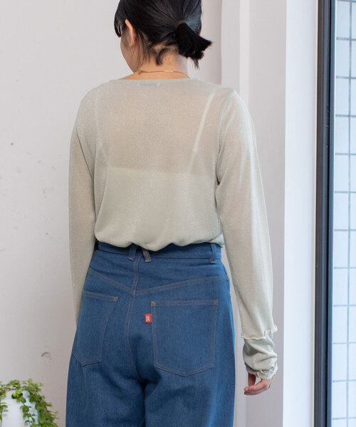 POU DOU DOU（プードゥドゥ）の「シアーラメトップス（Tシャツ/カットソー・レディース・ライトグレー/ラベンダー/ベージュ・M）」の7枚目の写真