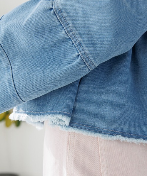 flower（フラワー）の「デニムフレアジャケット（ノーカラージャケット・レディース・ブルー・FREE）」の20枚目の写真