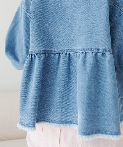 flower（フラワー）の「デニムフレアジャケット（ノーカラージャケット・レディース・ブルー・FREE）」の22枚目の写真