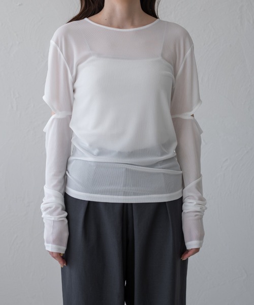 raffime(ラフィミー)の「【Raffime】スリット入りシアートップス(Tシャツ/カットソー・レディース・ブラック/ライトイエロー/オフホワイト・フリー)」の16枚目の写真