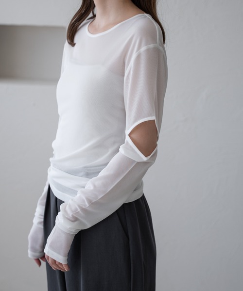 raffime(ラフィミー)の「【Raffime】スリット入りシアートップス(Tシャツ/カットソー・レディース・ブラック/ライトイエロー/オフホワイト・フリー)」の17枚目の写真