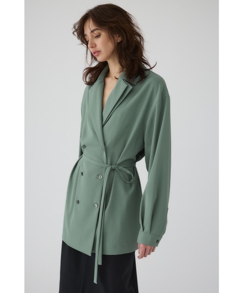 RIM.ARK(リムアーク)の「Double collar SH/JK ダブルカラーシャツジャケット(シャツ/ブラウス・レディース・ライトグリーン/ブラック/グレイッシュベージュ・FREE)」の5枚目の写真