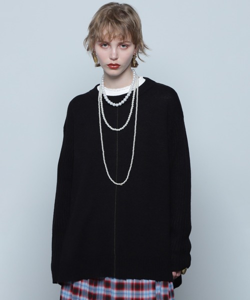 ROSE BUD（ローズバッド）の「バイカラーラインニットプルオーバー（ニット/セーター・レディース・ブルー/ホワイト/ブラック・ONE SIZE）」の2枚目の写真