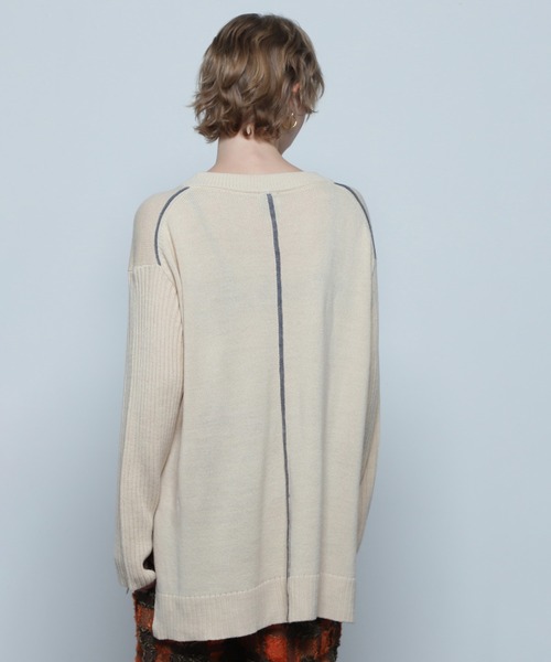 ROSE BUD（ローズバッド）の「バイカラーラインニットプルオーバー（ニット/セーター・レディース・ブルー/ホワイト/ブラック・ONE SIZE）」の9枚目の写真