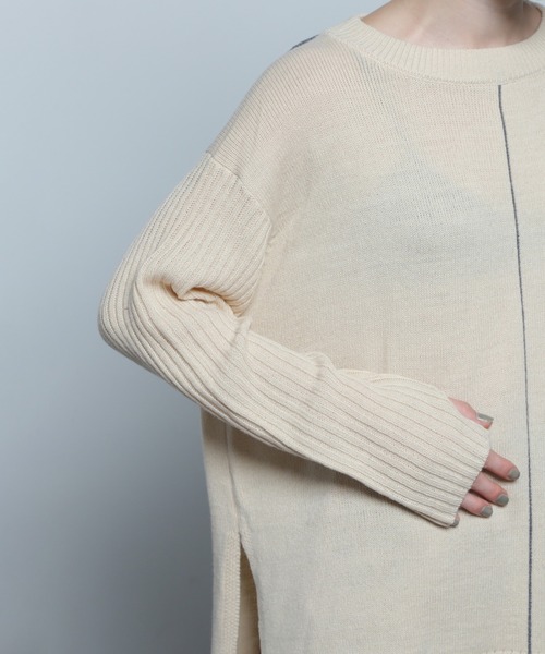 ROSE BUD（ローズバッド）の「バイカラーラインニットプルオーバー（ニット/セーター・レディース・ブルー/ホワイト/ブラック・ONE SIZE）」の11枚目の写真