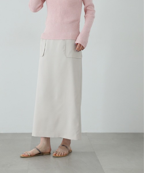 N.（N. Natural Beauty Basic）（エヌエヌナチュラルビューティーベーシック）の「麻調ポケットタイトスカート（スカート・レディース・ベージュ/ブラウン/オフホワイト・SMALL/MEDIUM）」の5枚目の写真