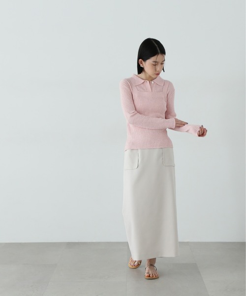 N.（N. Natural Beauty Basic）（エヌエヌナチュラルビューティーベーシック）の「麻調ポケットタイトスカート（スカート・レディース・ベージュ/ブラウン/オフホワイト・SMALL/MEDIUM）」の9枚目の写真