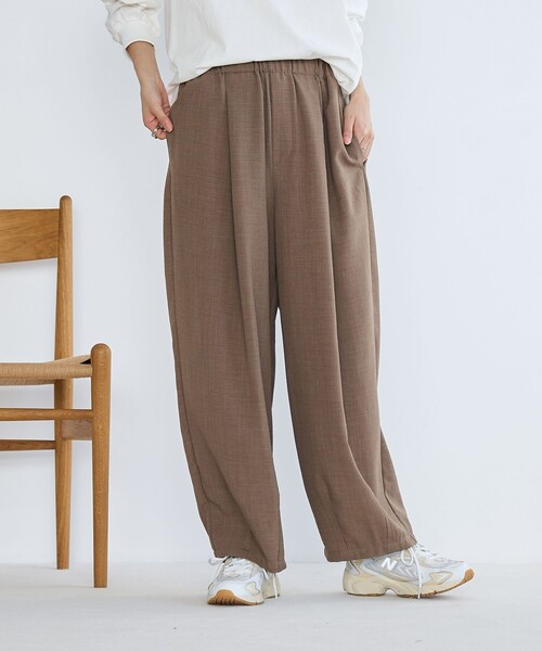 coen（コーエン）の「リネンタッチ ポリエステル イージー カーブパンツ（スラックス・レディース・ナチュラル/ブラック/ベージュ・M/L）」の13枚目の写真