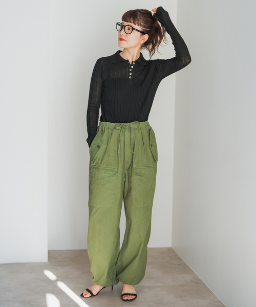 Spick&Span シアーポロシャツニットプルオーバー Spick & Span｜手洗い可 / シアーポロシャツニットプルオーバー