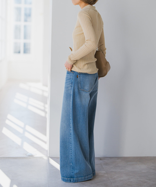 Spick & Span（スピックアンドスパン）の「手洗い可 / シアーポロシャツニットプルオーバー（ニット/セーター・レディース・ベージュ/ライトグレー/ブラック・FREE）」の21枚目の写真