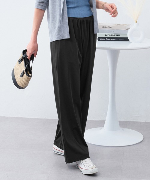 Viola e Viola(ヴィオラエヴィオラ)の「≪接触冷感/ストレッチ≫さらテロ楽ちんストレートパンツ(レギュラー丈)(その他パンツ・レディース・ダークブルー/ネイビー/ブラック/カーキ・3L/LL/L/M/4L/5L)」の6枚目の写真