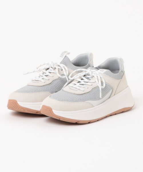 fitflop(フィットフロップ)の「F-MODE SUEDE/KNIT FLATFORM SLIP-ON LACED SNEAKERS(スニーカー・レディース・ベージュ/ライトブルー・US7/US6.5/US6/US5.5/US8/US7.5/US5)」の1枚目の写真