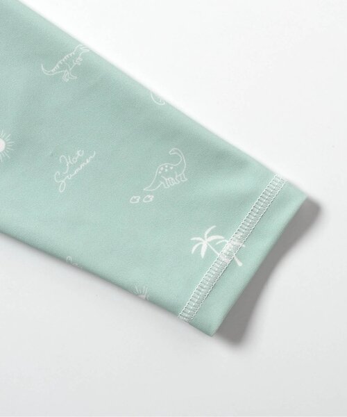 apres les cours（アプレレクール）の「きょうりゅう・ストライプラッシュガード付きボクサー水着（ラッシュガード・キッズ・アイボリー/グリーン・80/90/100/110）」の11枚目の写真