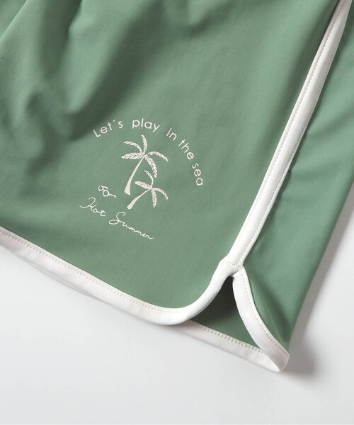 apres les cours（アプレレクール）の「きょうりゅう・ストライプラッシュガード付きボクサー水着（ラッシュガード・キッズ・アイボリー/グリーン・80/90/100/110）」の15枚目の写真