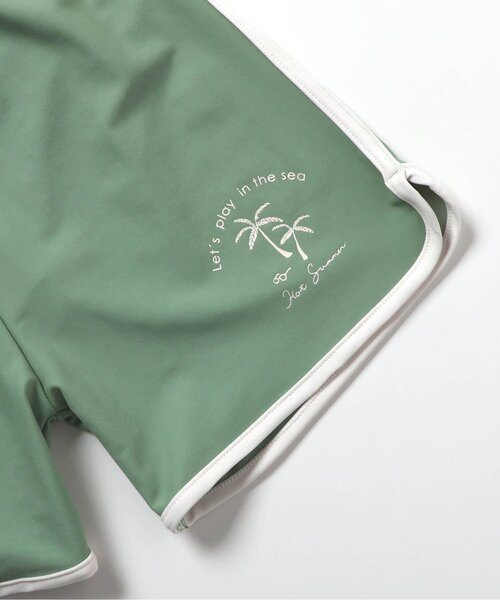 apres les cours（アプレレクール）の「きょうりゅう・ストライプラッシュガード付きボクサー水着（ラッシュガード・キッズ・アイボリー/グリーン・80/90/100/110）」の16枚目の写真