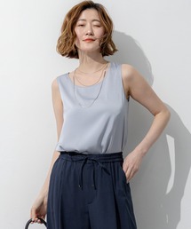 Miaou 青色 花柄 シースルータンクトップ シアー」に該当するレディースのタンクトップ（ブルー・ネイビー/青色
