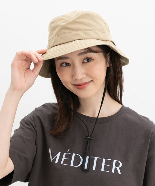Honeys（ハニーズ）の「【撥水加工・ＵＶカット】アドベンチャーハット（ハット・レディース・ブラック/ライトベージュ/スミクロ/パープル/ベージュ・FREE）」の3枚目の写真
