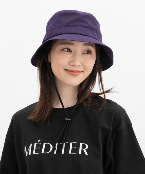 Honeys（ハニーズ）の「【撥水加工・ＵＶカット】アドベンチャーハット（ハット・レディース・ブラック/ライトベージュ/スミクロ/パープル/ベージュ・FREE）」の5枚目の写真