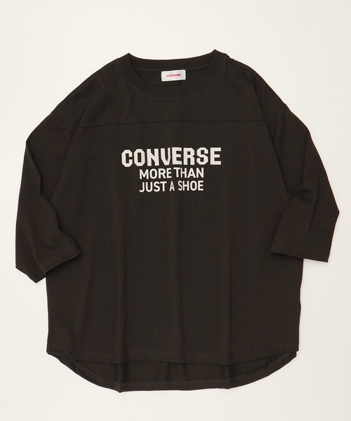 CONVERSE(コンバース)の「【CONVERSE/コンバース】天竺 裾ラウンド/袖切替 プリント8分袖Tシャツ(Tシャツ/カットソー・レディース・グリーン系1/グリーン系2/ホワイト系1/ブラック/スミクロ/ネイビー/ホワイト系2/オートミール・M/L)」の11枚目の写真