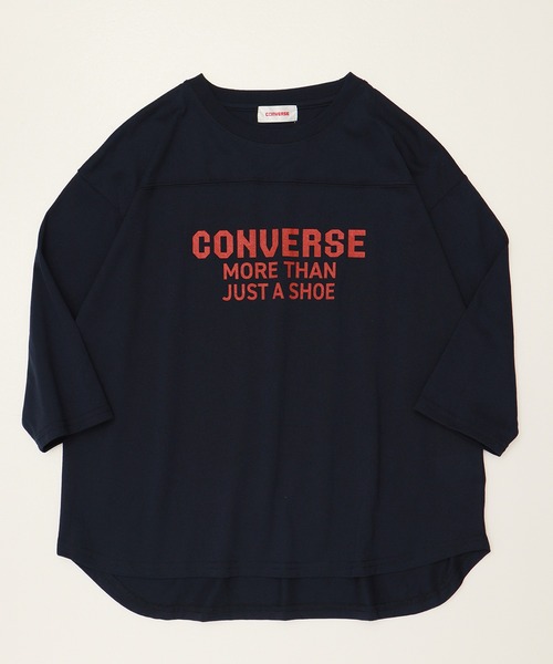 CONVERSE(コンバース)の「【CONVERSE/コンバース】天竺 裾ラウンド/袖切替 プリント8分袖Tシャツ(Tシャツ/カットソー・レディース・グリーン系1/グリーン系2/ホワイト系1/ブラック/スミクロ/ネイビー/ホワイト系2/オートミール・M/L)」の13枚目の写真
