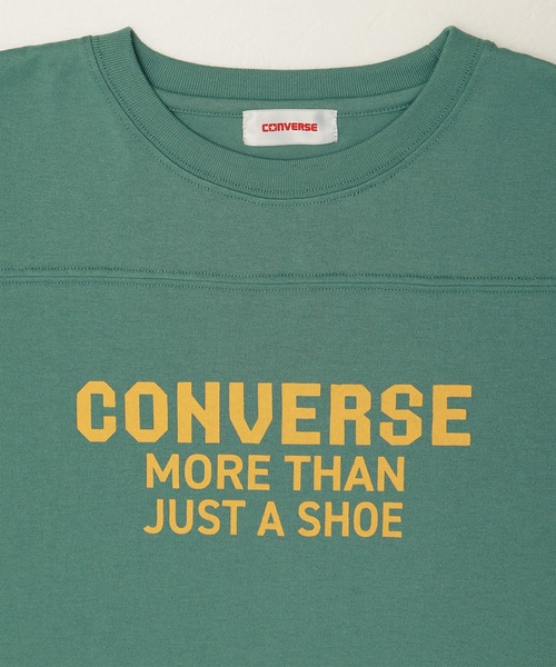 CONVERSE(コンバース)の「【CONVERSE/コンバース】天竺 裾ラウンド/袖切替 プリント8分袖Tシャツ(Tシャツ/カットソー・レディース・グリーン系1/グリーン系2/ホワイト系1/ブラック/スミクロ/ネイビー/ホワイト系2/オートミール・M/L)」の17枚目の写真
