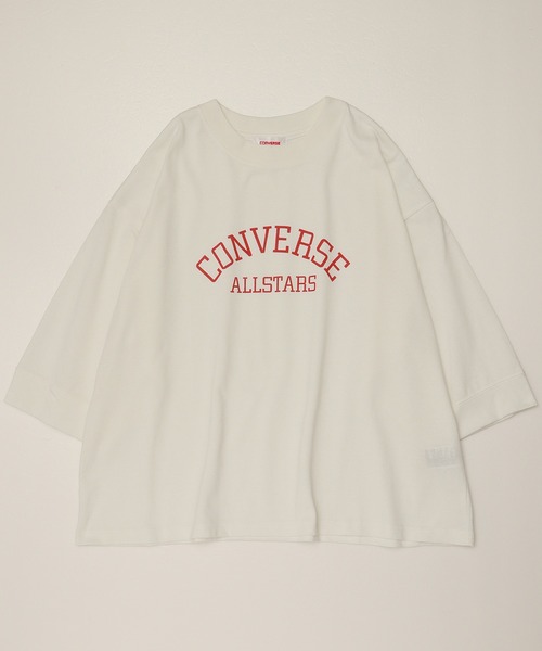 CONVERSE(コンバース)の「【CONVERSE/コンバース】天竺 裾ラウンド/袖切替 プリント8分袖Tシャツ(Tシャツ/カットソー・レディース・グリーン系1/グリーン系2/ホワイト系1/ブラック/スミクロ/ネイビー/ホワイト系2/オートミール・M/L)」の21枚目の写真