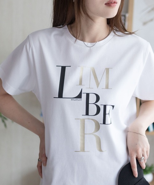 HusHusH（ハッシュアッシュ）の「HusHusH ロゴプリントTシャツ（Tシャツ/カットソー・レディース・オフホワイト/チャコールグレー/ベージュ・M/L）」の2枚目の写真