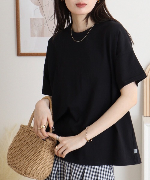 Emago(イマゴ)の「EMAGO 無地ISベストT(Tシャツ/カットソー・レディース・ホワイト/ブラック・FREE)」の2枚目の写真