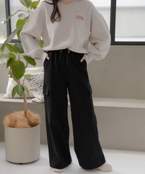 slattgir（スラットジール）の「高身長　綿１００％スウェットカーゴワイドパンツ（トールサイズ）Essenave（カーゴパンツ・レディース・ブラック/杢グレー・M/L/LL/3L/4L/5L）」の11枚目の写真