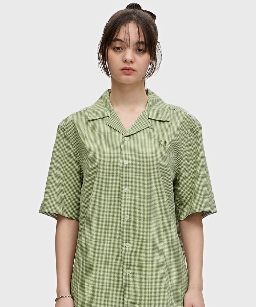 セール】Micro Gingham Seersucker Shirt／マイクロギンガムシア