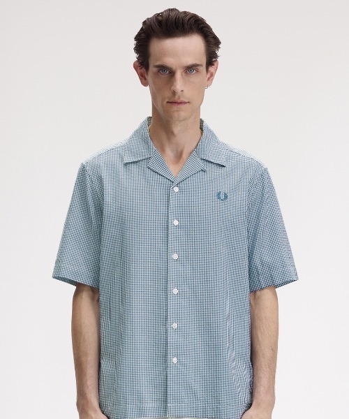 セール】Micro Gingham Seersucker Shirt／マイクロギンガムシア