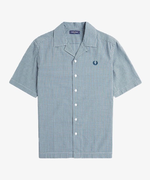 FRED PERRY(フレッドペリー)の「Micro Gingham Seersucker Shirt/マイクロギンガムシアサッカーシャツ(シャツ/ブラウス・メンズ・サックスブルー/ライトオリーブ・L/M/S)」の18枚目の写真
