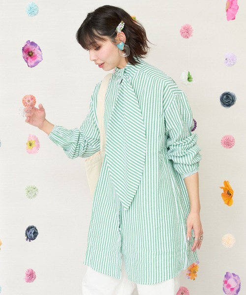 JETSET SOLO PLUS (ジェットセットソロプラス)の「【COMPANIA FANTASTICA】ストライプスカーフチュニックシャツ(シャツ/ブラウス・レディース・ピンク/グリーン・38)」の11枚目の写真