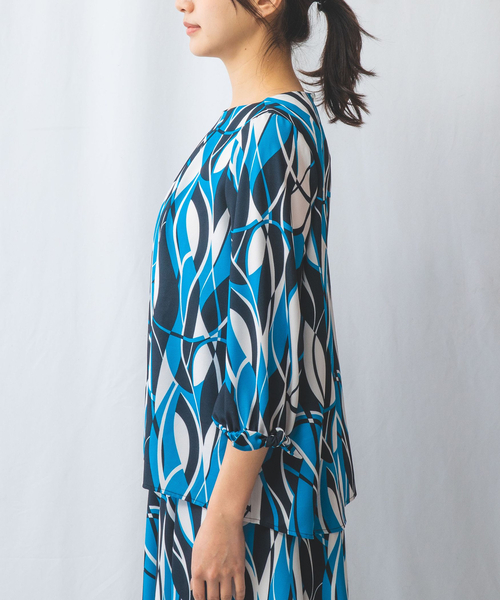 セール】【NARACAMICIE】【セットアップ対応】ウェーブ幾何プリント七