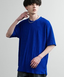 ドレープ ストレッチジャガードクルーネックスリットTシャツ